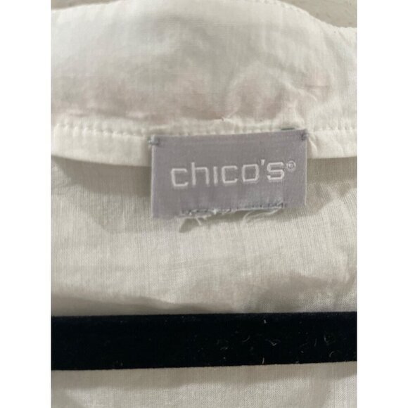Chicos blouse Womens White flower Embroidered Peasant Top 100% cotton tassel - Picture 7 of 11